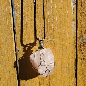 🌟2 for $20 - Genuine Rose Quartz Wire-wrapped Crystal Necklace